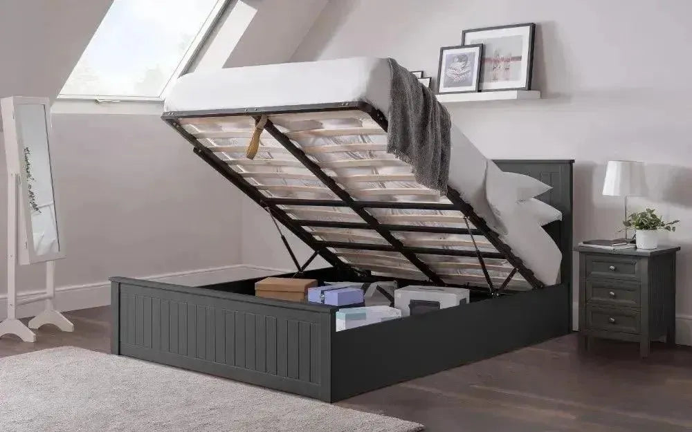 Maine Ottoman Anthracite Double Bed